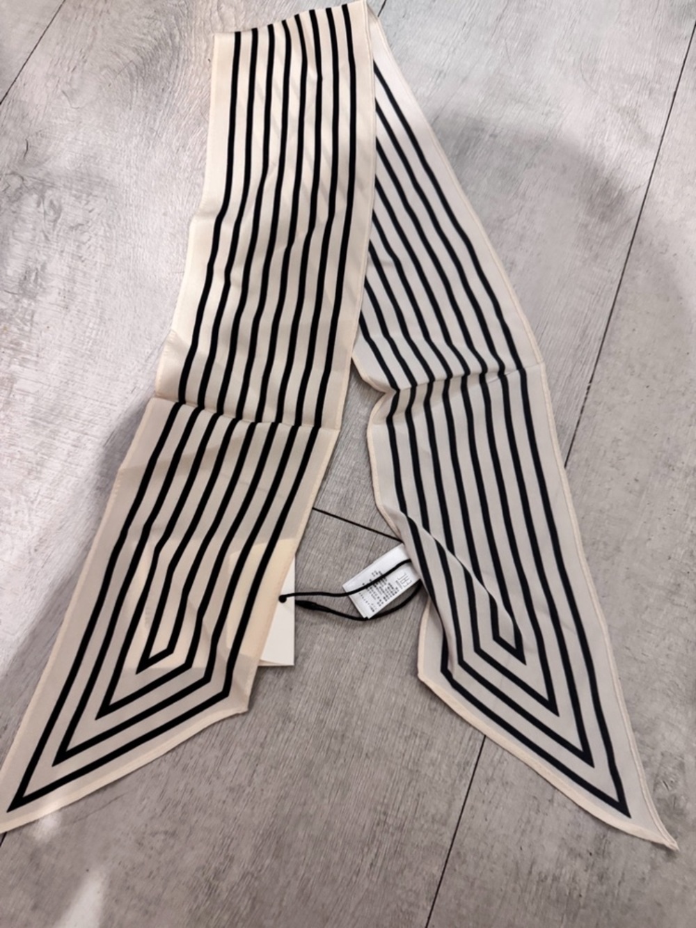 Toteme Striped Black and Cream silk Scarf